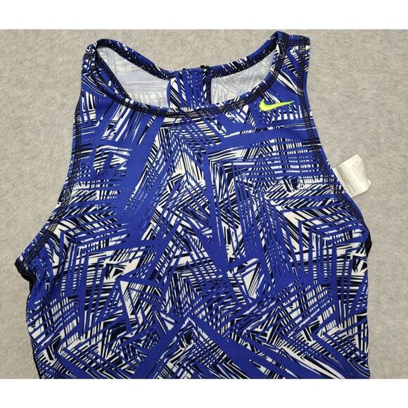 Nike Swimsuit Womens Size 4 One Piece Blue Zipper Back Mesh Side  & Back Panels - Picture 4 of 11